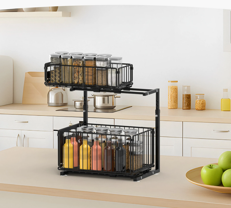 Ausziehbarer Küchenschrank Organizer 2 Ebenen – Unterspülen Regal