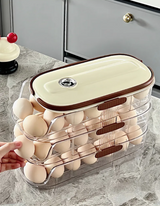 FrischeEi Rollender Eierhalter – Mehrstufiger Eierorganizer für Kühlschrank | Automatischer Eier-Spender | Stapelbare Eieraufbewahrung