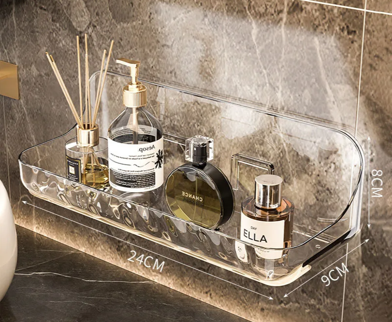 ClearGrip Acryl-Wandregal ohne Bohren – Transparentes Badezimmerregal für Kosmetik, Shampoo & mehr
