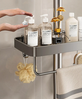 AquaFix Duschregal Ohne Bohren – Doppelablage Aluminium | Mit Handtuchstange | Rostfrei & Platzsparend