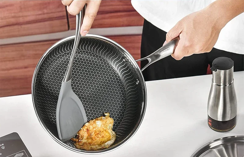 ChefMaster – Edelstahl Antihaft-Bratpfanne mit Honigwabenstruktur & Glasdeckel