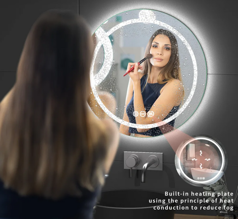 LUVODI Runder Smart LED Badezimmerspiegel