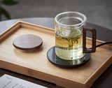 TeeMoment Aufgussbecher – 500-ml-Teeglas mit Sieb & Deckel | Hitzebeständiges Borosilikatglas mit Holzgriff | Für Losen Tee & Kaffee