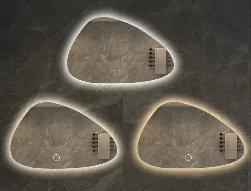 NordiLux Design Badezimmerspiegel – Smarter LED-Wandspiegel mit unregelmäßiger Form und Aluminiumrahmen