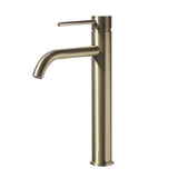 GoldLinea Hocharmatur Waschbecken – Gebürstetes Gold Wasserhahn Edelstahl | Einhebel Mischbatterie Warm & Kalt | Elegantes Baddesign