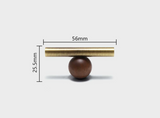 Valnora WoodLine Möbelgriff & Knopf – Bronze-Messing Look mit Walnussholz Akzent (128 mm)