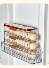 FrischeEi Rollender Eierhalter – Mehrstufiger Eierorganizer für Kühlschrank | Automatischer Eier-Spender | Stapelbare Eieraufbewahrung