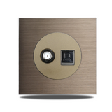 PowerLux Wandsteckdose Braun – Schuko Steckdose Aluminium | USB & Netzwerkanschluss | Moderne Unterputz Lösung