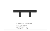 Nurlin T-Bar Messing Möbelgriff – Rund, Extra Lang, Modernes Design für Schränke, Schubladen & Kühlschrank