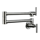 FlexiArm Wandarmatur – Schwenkbare Topffüllarmatur aus Messing | Ausziehbare Küchenarmatur | Platzsparender Wandwasserhahn mit Keramikkartusche