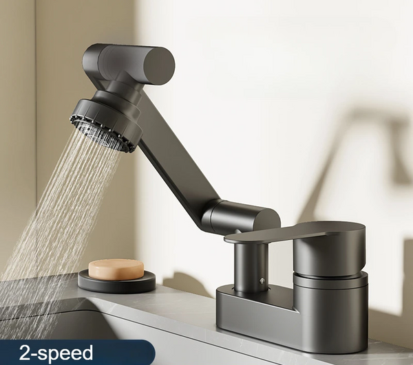 Aqua Twist Duo-Flex Waschtischarmatur – 360° drehbarer Zweilochhahn für Warm- und Kaltwasser