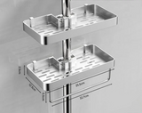 AquaFix Duschregal Ohne Bohren – Doppelablage Aluminium | Mit Handtuchstange | Rostfrei & Platzsparend