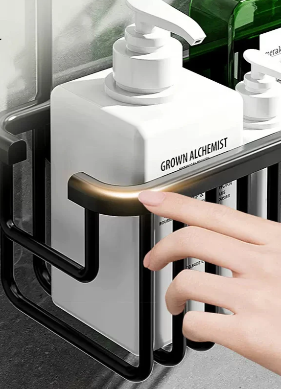 AluGrip Duschablage ohne Bohren – Abnehmbarer Badekorb aus Aluminium – Wandmontage & Edelstahl