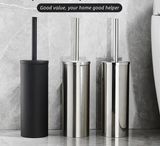 SteelClean Luxus-Toilettenbürste mit Wandhalterung – Schwarzes Edelstahldesign