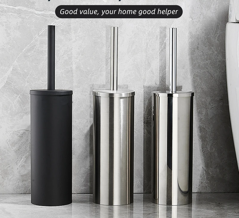 SteelClean Luxus-Toilettenbürste mit Wandhalterung – Schwarzes Edelstahldesign