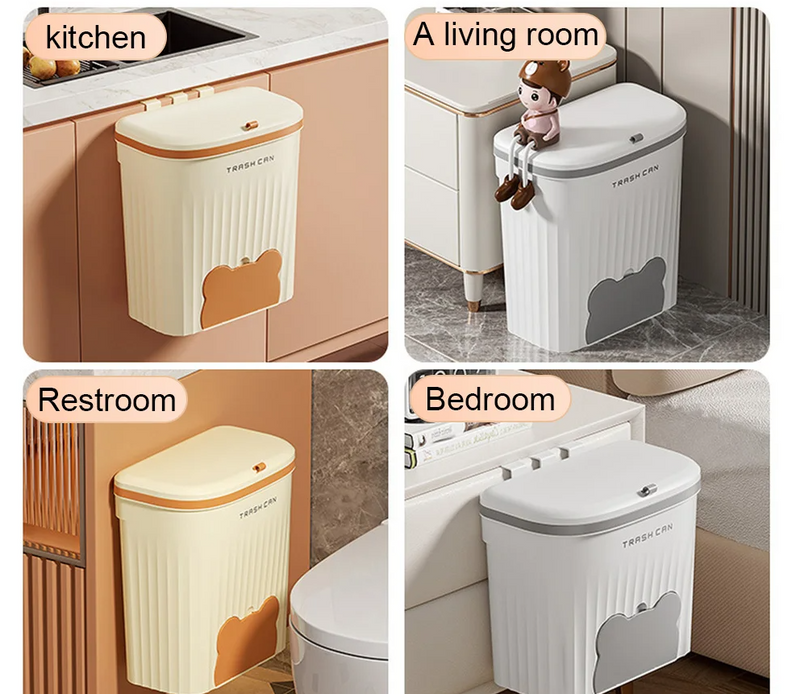 EcoBin Küchen- & Badezimmer Wandmülleimer – 8.5L / 12L mit Deckel