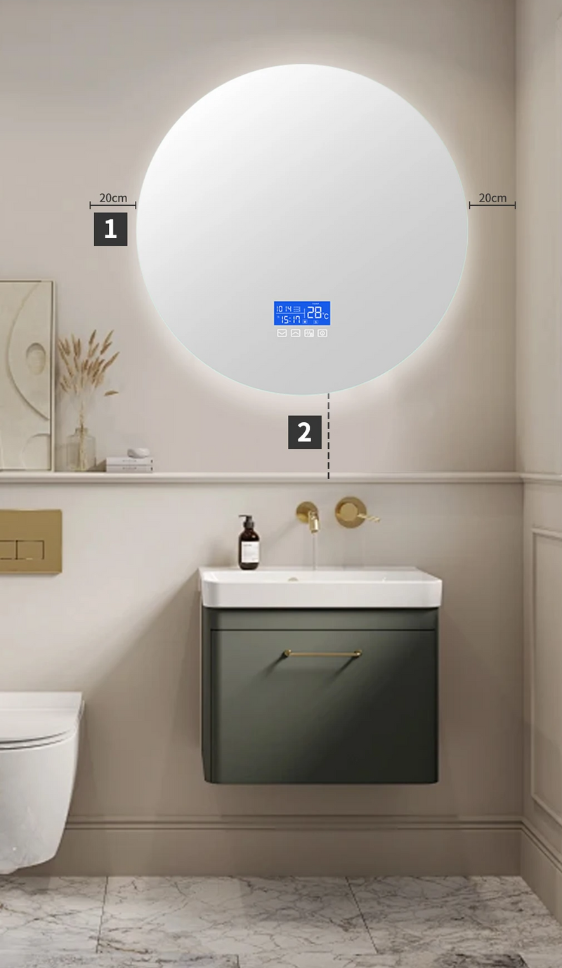 ANAJQAQIA Runder LED-Badezimmerspiegel