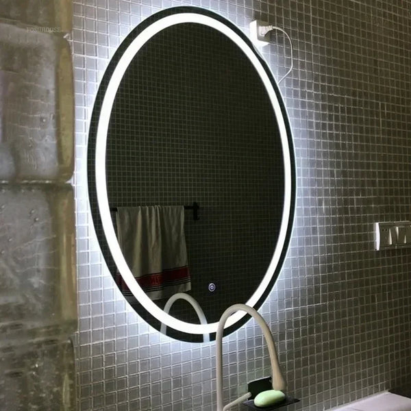Luxuriöser ovaler LED-Badezimmerspiegel | 60 x 80 cm | Touch-Steuerung & Antibeschlag